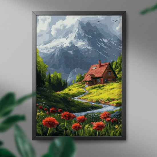 Tapymas pagal numerius 40x50 cm, Namas tarp pievų, Oh-art, ANG993