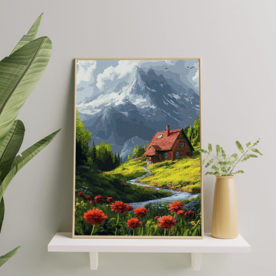 Tapymas pagal numerius 40x50 cm, Namas tarp pievų, Oh-art, ANG993