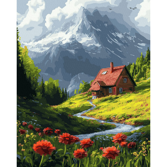 Tapymas pagal numerius 40x50 cm, Namas tarp pievų, Oh-art, ANG993
