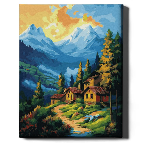Glezna pēc numuriem 40x50 cm, Kalnu ciems, Oh-art, ANG994