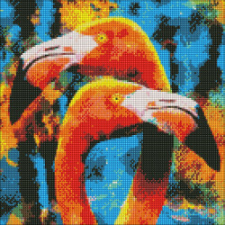 Dimanta mozaīka 40x40 cm, Oranži flamingo, Ideyka, AMO7156