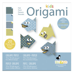 Lasten Origami, Kala 20 arkkia 15x15 cm, Fridolin, FR-11373