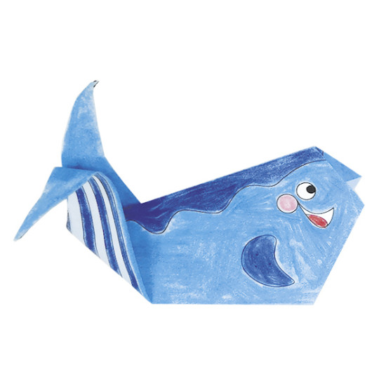 Krāsojamā origami, vaļi, 20 lapas 15 cm x 15 cm, Fridolin, FR-11388