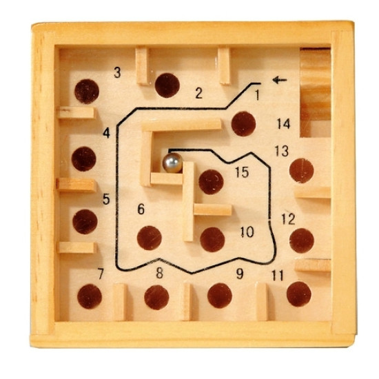 IQ-Test, Wooden labyrinth game, 9 cm, natural, Fridolin, FR-17486