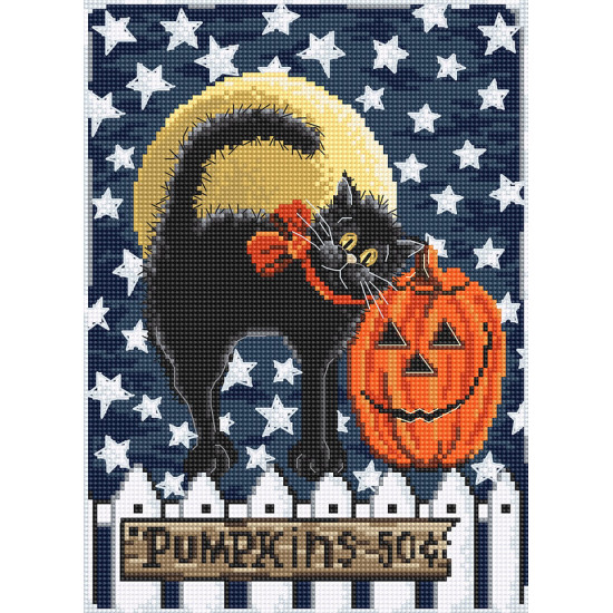 Cross stich kit, Halloween cat, Letistich, SLETIL8039