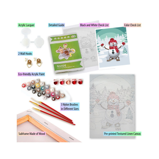 Tapymas pagal numerius 20x30 cm, Slidinėjantis sniego senis, varvikas, MC1049e/ru