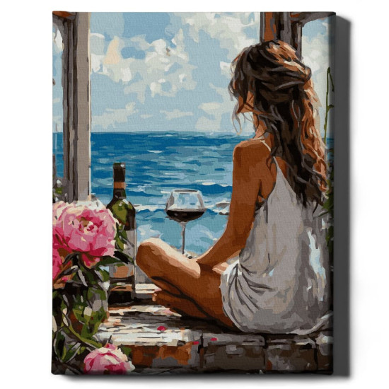 Glezna pēc numuriem 40x50 cm, Sieviete un jūra, Oh-art, ANG1007