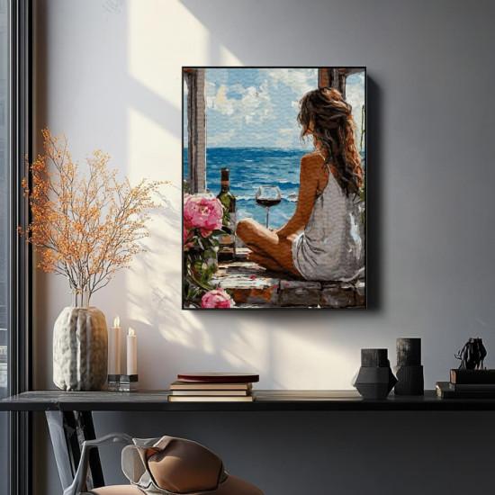 Glezna pēc numuriem 40x50 cm, Sieviete un jūra, Oh-art, ANG1007