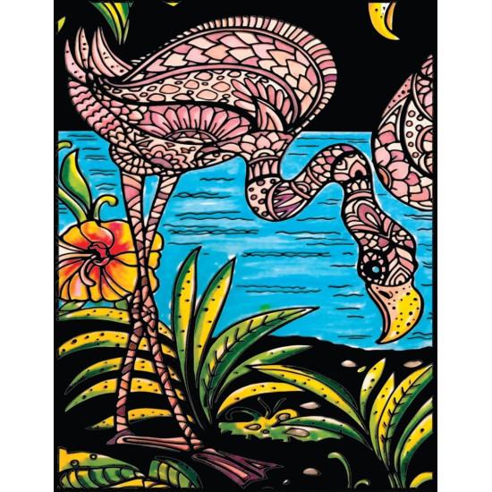 Colorvelvet, Väike pilt A4 flomasteritega, Flamingo, SMALL 62F