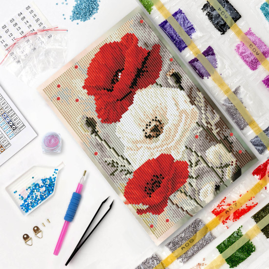 Diamond painting 20x30 cm, Blooming Poppies, varvikas, LC063e