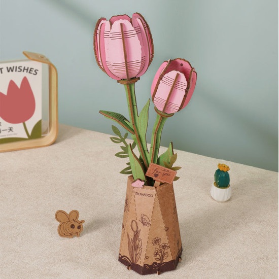 3D puinen palapeli, Vaaleanpunainen Tulppaani, Rowood, TW082