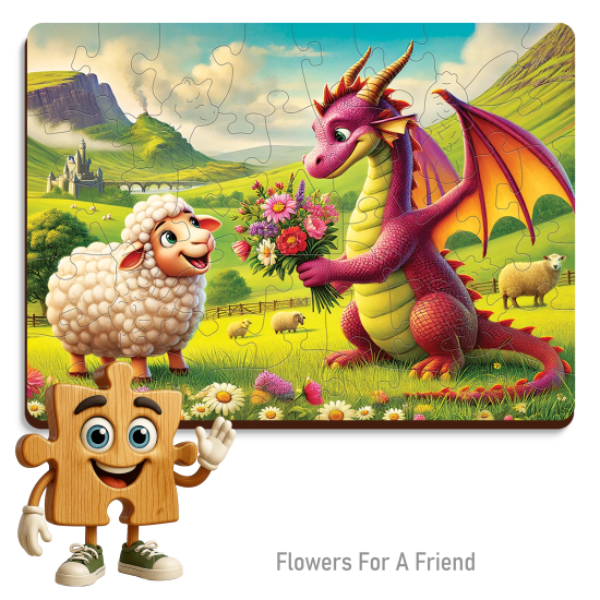 Wooden puzzle, Flowers for a friend (40 pcs), woodencity, CH 99133-MH