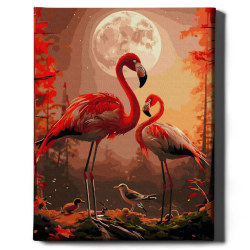 Glezna pēc numuriem 40x50 cm, Mēness flamingo, Oh-art, ANG1020