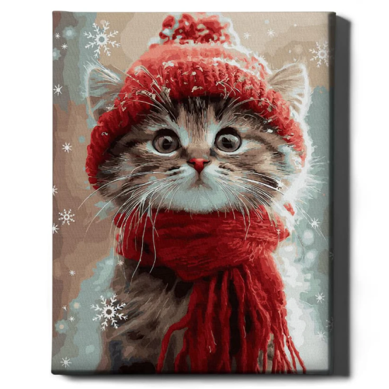 Tapymas pagal numerius 40x50 cm, Kačiukas raudonu šaliku, Oh-art, ANG1030