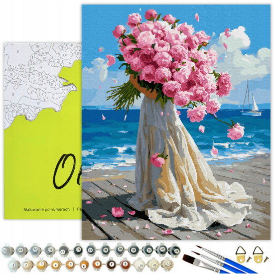 Painting by numbers 40x50 cm, Peonies and the Sea, Oh-art, ANG1045