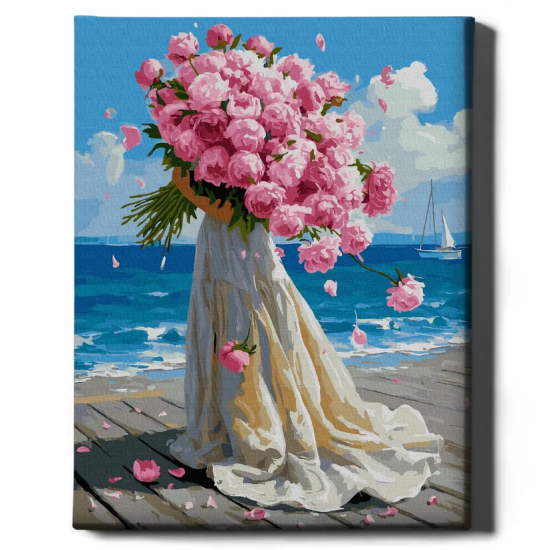 Painting by numbers 40x50 cm, Peonies and the Sea, Oh-art, ANG1045