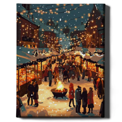 Glezna pēc numuriem 40x50 cm, Ziemassvētku pilsēta, Oh-art, ANG1071