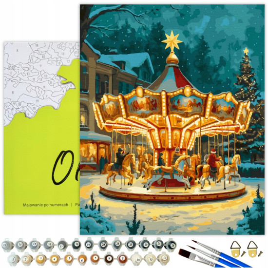 Tapymas pagal numerius 40x50 cm, Kalėdinis karuselė, Oh-art, ANG1078