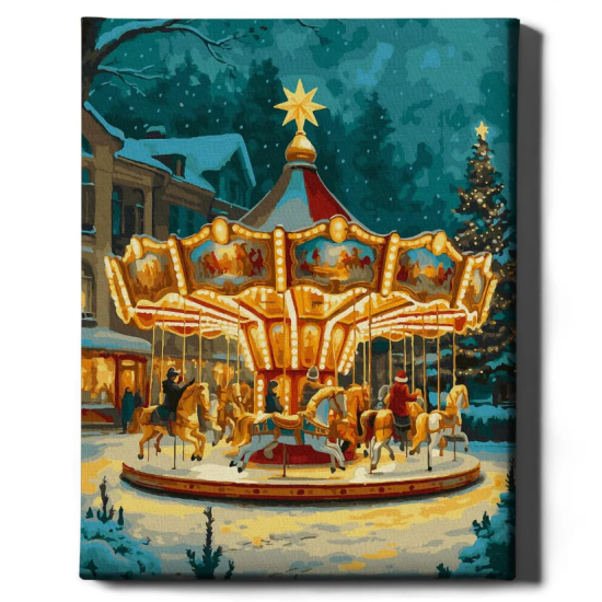 Tapymas pagal numerius 40x50 cm, Kalėdinis karuselė, Oh-art, ANG1078