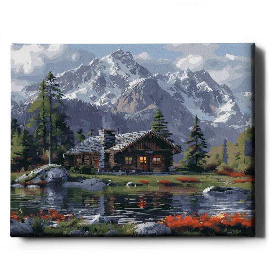 Glezna pēc numuriem 40x50 cm, Māja kalnos, Oh-art, ANG1088