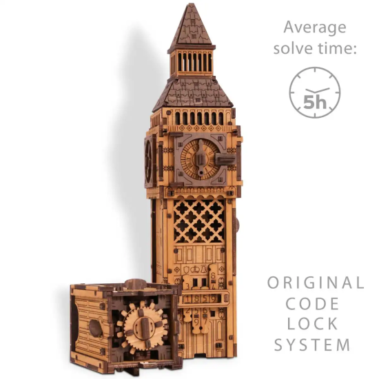 3D koka puzle, Kvesta kaste Big Bens, 181 gab, woodencity, WR361
