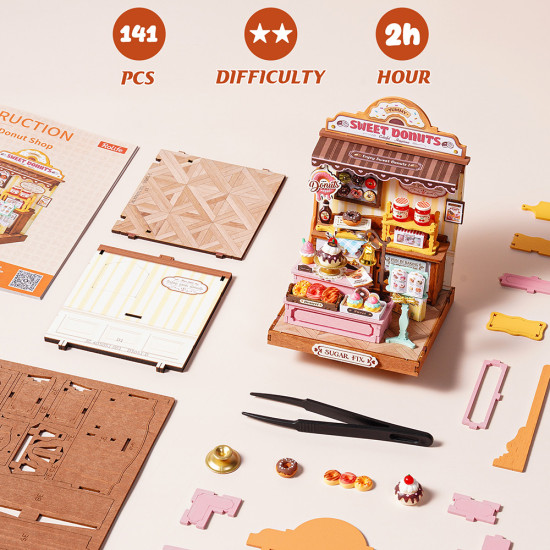 3D Miniature house kit, Sweetie’s Donut Shop, robotime, DS051
