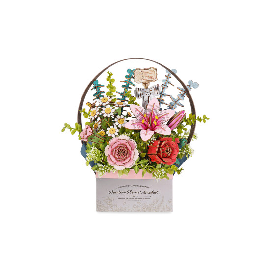 Puidust 3D lillepusle, Wooden Flower Basket, 428 det., robotime, TW03H