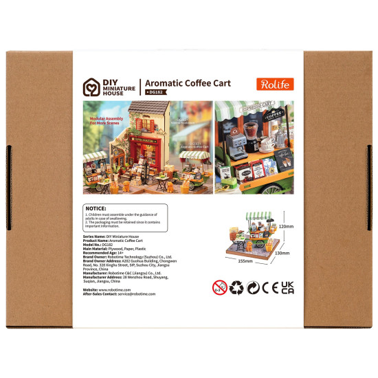 3D Miniatūrās mājas komplekts, Aromatic Coffee Cart, robotime, DG182