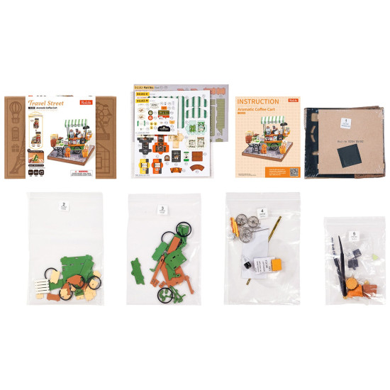 3D Miniatūrās mājas komplekts, Aromatic Coffee Cart, robotime, DG182