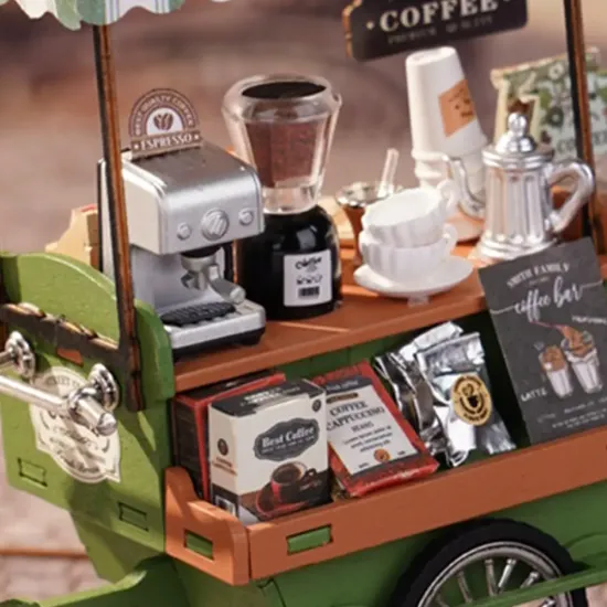 3D Miniatūrās mājas komplekts, Aromatic Coffee Cart, robotime, DG182