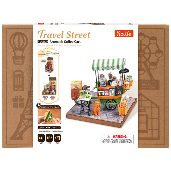 3D Miniatūrās mājas komplekts, Aromatic Coffee Cart, robotime, DG182