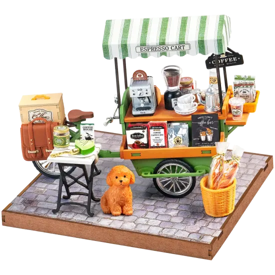 3D Miniatūrās mājas komplekts, Aromatic Coffee Cart, robotime, DG182