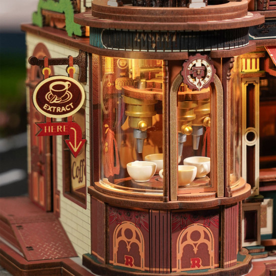 3Д Миниатюрный домик, Dream Coffee Factory, robotime, EAB02