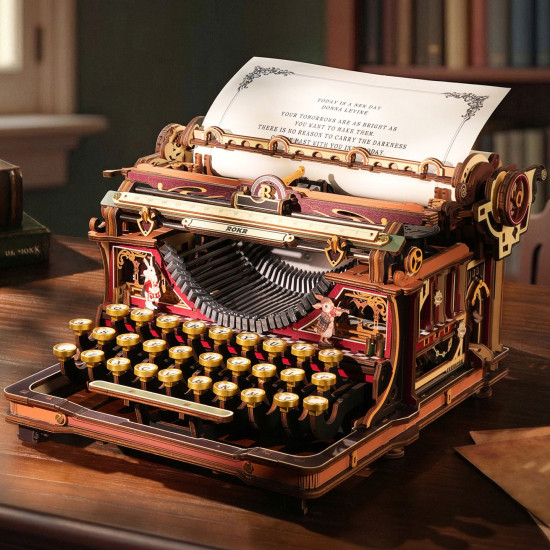 3D Wooden Puzzles, Mechanical Typewriter (Magic Version), robotime, LK703C