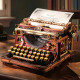 3D Wooden Puzzles, Mechanical Typewriter (Magic Version), robotime, LK703C
