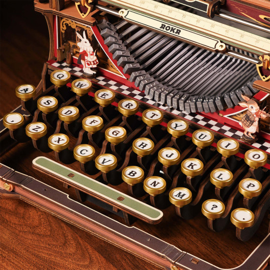3D Wooden Puzzles, Mechanical Typewriter (Magic Version), robotime, LK703C