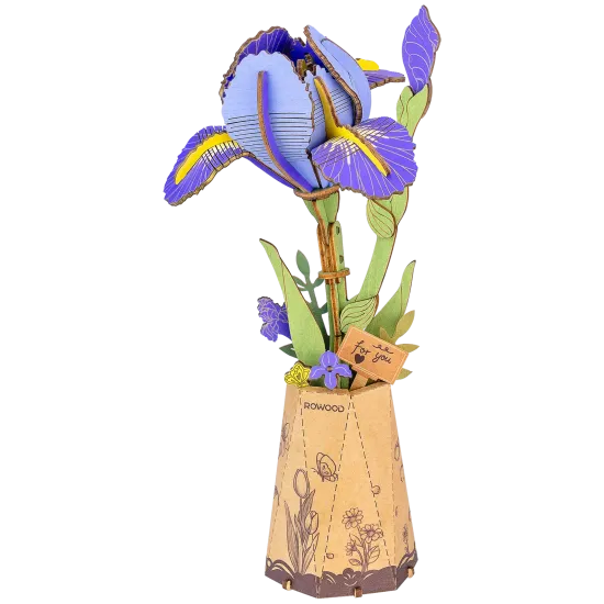 Koka 3D ziedu puzle, Purple Iris / Lila Iris, 73 det., robotime, TW121