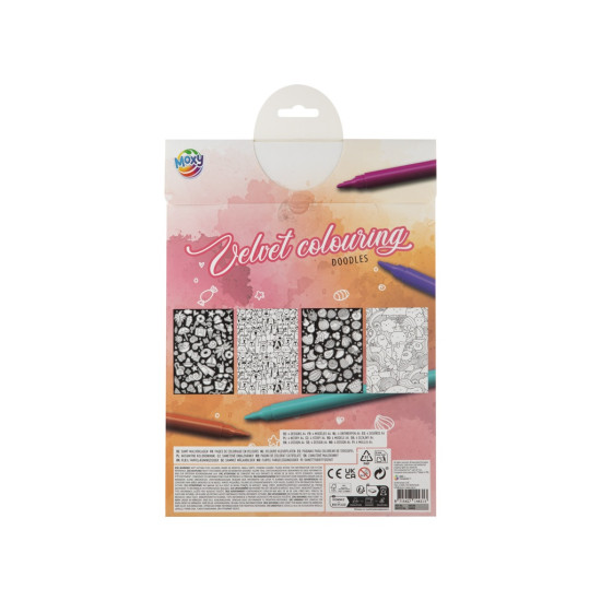 Aksominis spalvinimas A4, 4 lapai, doodles, Moxy, 150139/2