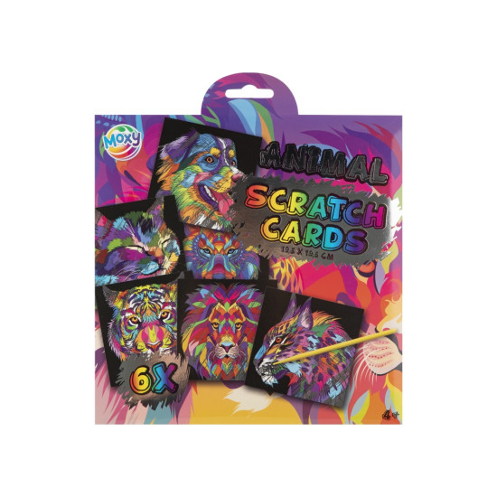 Scratch cards, 19.5×19.5 cm, scratch pen, 6 pcs, animals, Moxy, 220016-1
