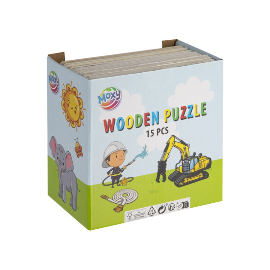 Wooden puzzle, 9 pieces, 15×15 cm, Moxy, 400090