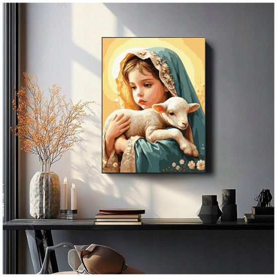 Paint by numbers, Girl with a lamb, 40x50, Oh-art, ANG1127
