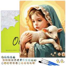 Paint by numbers, Girl with a lamb, 40x50, Oh-art, ANG1127