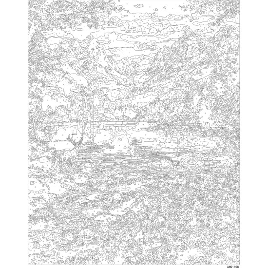 Maalimine numbrite järgi, Mägimaastik järve ja hirvega, 40x50, Oh-art, ANG1108