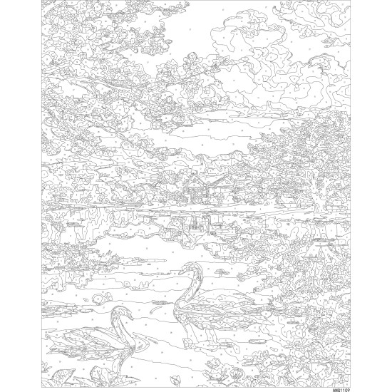 Paveikslas pagal numerius, Gulbės ant ezerų pavasarį, 40x50, Oh-art, ANG1109