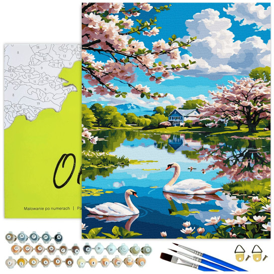 Paveikslas pagal numerius, Gulbės ant ezerų pavasarį, 40x50, Oh-art, ANG1109