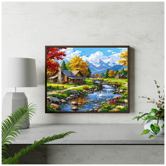 Paint by numbers, Autumn house in the mountains, 40x50, Oh-art, ANG1151