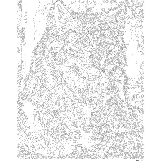 Paint by numbers, Wolf with wolf pups, 40x50, Oh-art, ANG1153