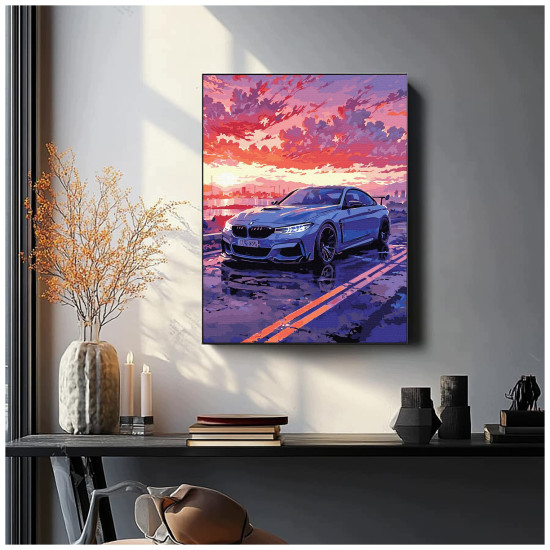 Maalimine numbrite järgi, Sportauto päikeseloojangul, 40x50, Oh-art, ANG1111