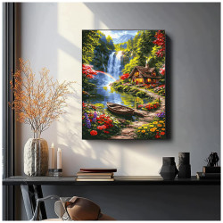 Maalimine numbrite järgi, Maja joa ääres, 40x50, Oh-art, ANG1112