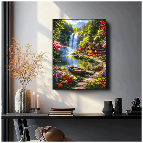 Paint by numbers, House by the waterfall, 40x50, Oh-art, ANG1112